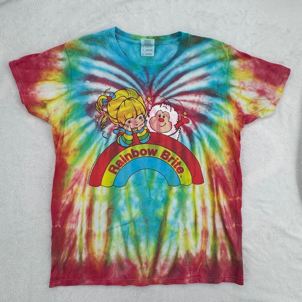 Rainbow Brite Tie Dye Graphic T-Shirt Medium Gildan Cotton Tee Retro 80s Style